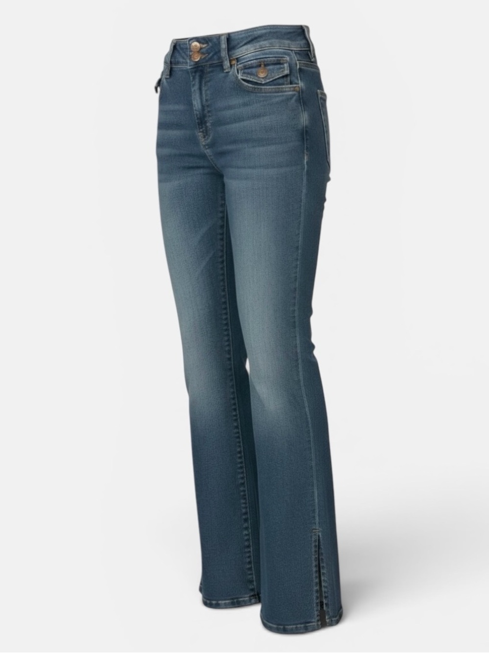 Blue Spice Premium Women's Kick Flare Jeans in Medium Blue